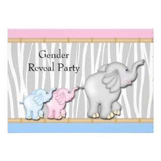 Pink and Blue Elephant Gender Reveal Personalized Invitation