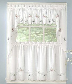 Lorraine Home Fashions Monarch Tailored Swag Pair, 58 by 38 Inch, White   Window Treatment Tiers