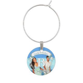 Photo Mint Monogram Wedding Special Occasion Wine Charms