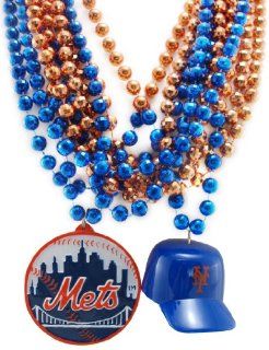 MLB New York Mets Team Medallion, Mini Helmet and Mardi Gras Bead Set Sports & Outdoors