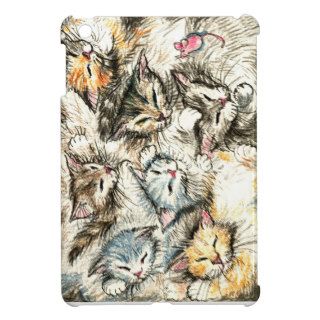 Sleeping cats and kittens with pink mouse case for the iPad mini