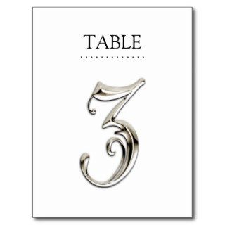Any Color Table Numbers Fancy Silver Post Card