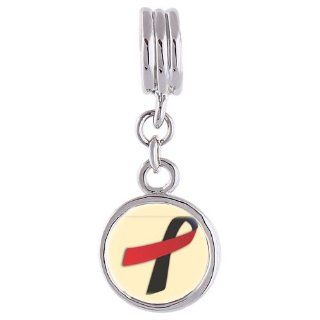 red with black Aids Ribbon Photo Peace Symbol European charm bead Jewelry