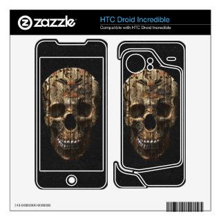 Vintage American Tattoo Skull Wood Stripes Texture HTC Droid Incredible Skin