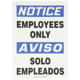 Accuform Signs SBMADC804VP Plastic Spanish Bilingual Sign, Legend "NOTICE EMPLOYEES ONLY/AVISO SOLO EMPLEADOS", 14" Length x 10" Width x 0.055" Thickness, Blue/Black on White Industrial Warning Signs