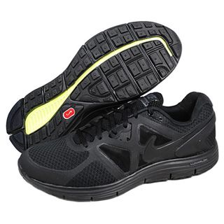 NIKE Men's 'Lunarglide+ 3' Black Running Shoes Athletic