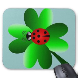 Ladybug and 4 leaf clover mouse pads