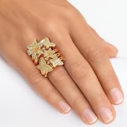 Isabella Collection Goldtone Crystal Butterfly and Flower Design Ring Set Palm Beach Jewelry Crystal, Glass & Bead Rings