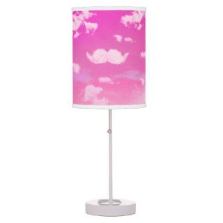 Funny Mustache Cool White Clouds Pink Skyscape Desk Lamp
