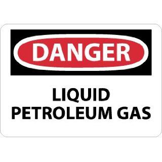 NMC D576AB OSHA Sign, Legend "DANGER   LIQUID PETROLEUM GAS", 14" Length x 10" Height, Aluminum, Black/Red on White Industrial Warning Signs