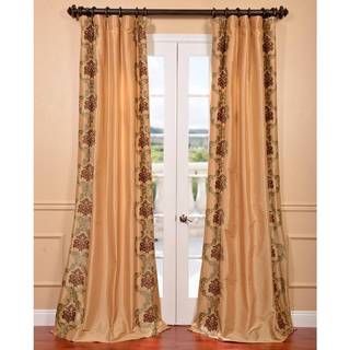 St. Tropez Gold Embroidered Faux Silk Curtain Panel EFF Curtains
