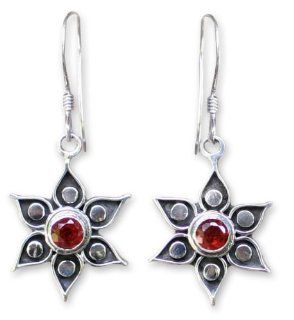 Garnet flower earrings, 'Poinsettias' Dangle Earrings Jewelry
