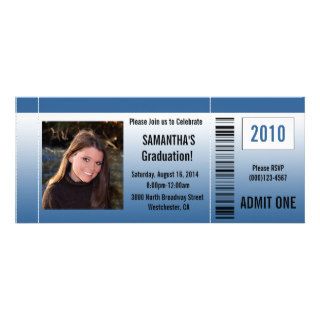 Any Year~ Blue Graduation Party Ticket Custom Invitation