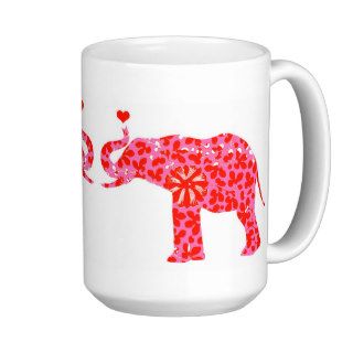 Pink and Red Facing Elephants Mug