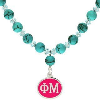 Phi Mu Silver Sorority Jewelry   Turquoise Drop Necklace Jewelry