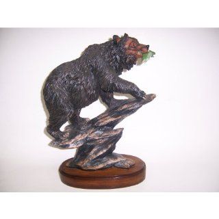 Brown Bear Catching Fish Statue Figurine    13"   Collectible Figurines