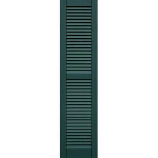 Winworks Wood Composite 15 in. x 63 in. Louvered Shutters Pair #633 Forest Green 41563633