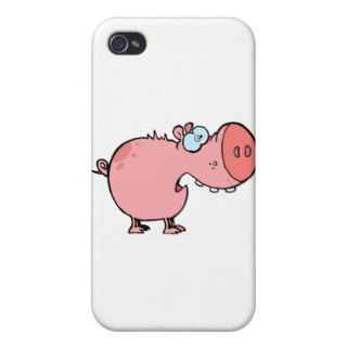Cartoon Pig Looks Scared iPhone 4 Cases