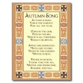 Autumn Song Thanksgiving Poem Postcard