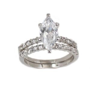 NEXTE Jewelry Silvertone Marquise Cubic Zirconia Bridal style Ring Set NEXTE Jewelry Cubic Zirconia Rings