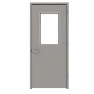L.I.F Industries 36 in. x 84 in. Gray Vision 1/2 Lite Left Hand Door Unit with Welded Frame UWHG3684L