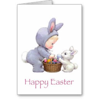 Easter Bunny and Girl Card