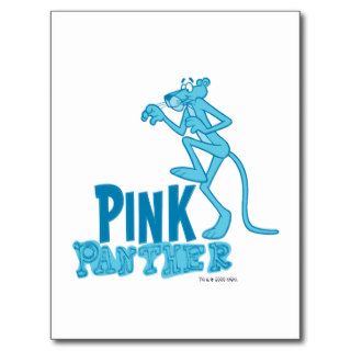Blue Pink Panther Sneaking Away Post Card