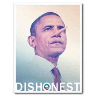 Barack Hussein Obama Dishonest Pinocchio Postcard