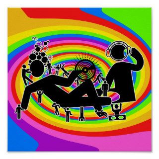 Super Swirl "DJ Goes Down" Rainbow Pop Art Poster