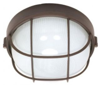 Nuvo Lighting 60/563 Bulkhead 1 Light Round Cage Energy Star CFL, Architectual Bronze   Close To Ceiling Light Fixtures  