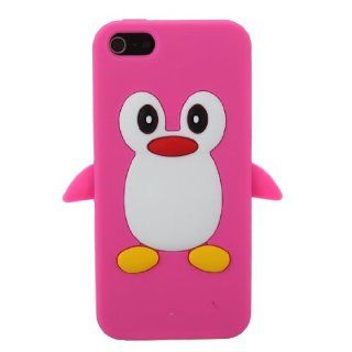 black 3D Cute Cartoon Penguin Soft Silicone Back Cover Case Skin for iPhone5 5G Cell Phones & Accessories