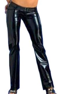 Bloom's Outlet Sexy Metallic Shiny Black Long Leggings Pants K205 One Size Black