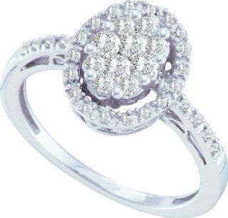 Ladies 14K White Gold .50ct Diamond Oval Shaped Bridal Set Ring Wedding Ring Sets Jewelry
