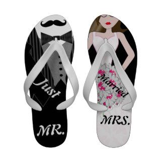 Tux and Gown Mr. and Mrs. Just Married Flip Flops