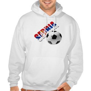 Serbia soccer ball Serbian flag worded logo Hooded Sweatshirts