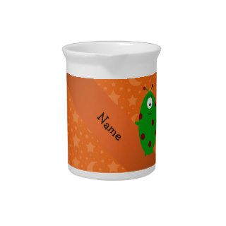 Personalized name alien orange stars moons beverage pitchers