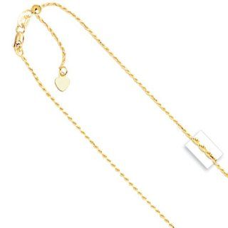 14k Solid Yellow Gold 1 mm (3/64 Inch) Rope Chain Adjustable 22" w/ Lobster Claw Clasp Jewelry