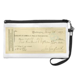 James Garfield Signed Check January 25th 1877 Wristlet Purses