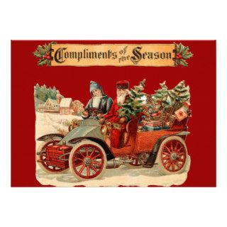 Vintage Christmas Antique Car Custom Invitations