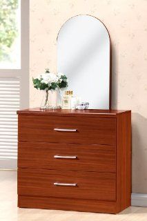 HODEDAH IMPORT 3 Drawer Dresser with Mirror, Cherry   Furniture