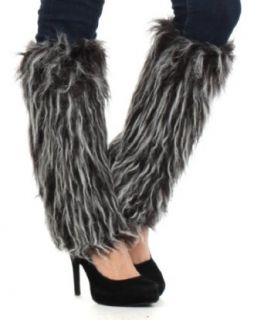 EH3231WL   Two Tone Faux Fur Leg Warmers / Boot Covers / Boot Sleeves ( 3 Colors )   White/One Size