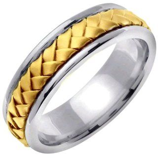 14K White Gold Women's Braided Basket Weave Wedding Band (7mm) Jewelry