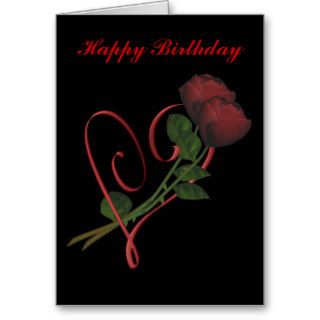 Red Roses Red Heart Birthday Card