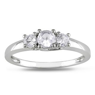 Miadora 10k White Gold Created White Sapphire Ring Miadora Gemstone Rings