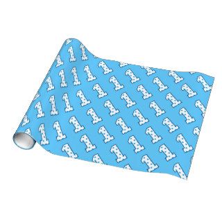 Blue Stars One Year Old 1st Birthday Boy Gift Wrap Paper