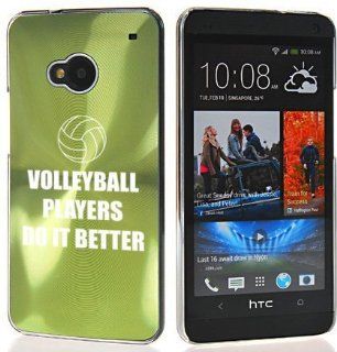 Green HTC One M7 Sprint AT&T T Mobile Aluminum Plated Hard Back Case Cover 7M103 Volleyball Players Do it Better Cell Phones & Accessories