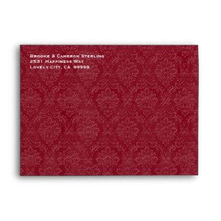 Red and Black Embossed Look Damask Invitation G700 Envelope