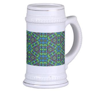 Blue green kaleidoscope coffee mugs