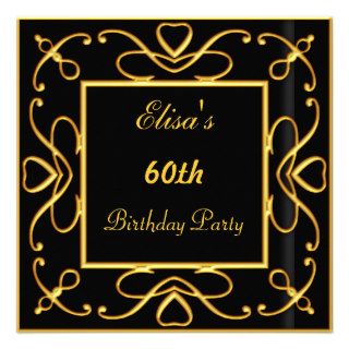 Art Deco Birthday Party Invitation Black Gold
