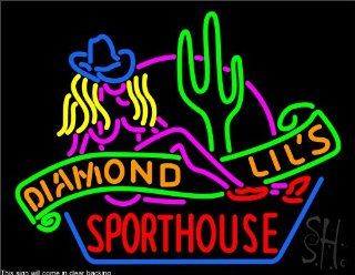 Sexy Diamond Lils Sporthouse Las Vegas Clear Backing Neon Sign 24" Tall x 31" Wide  Business And Store Signs 